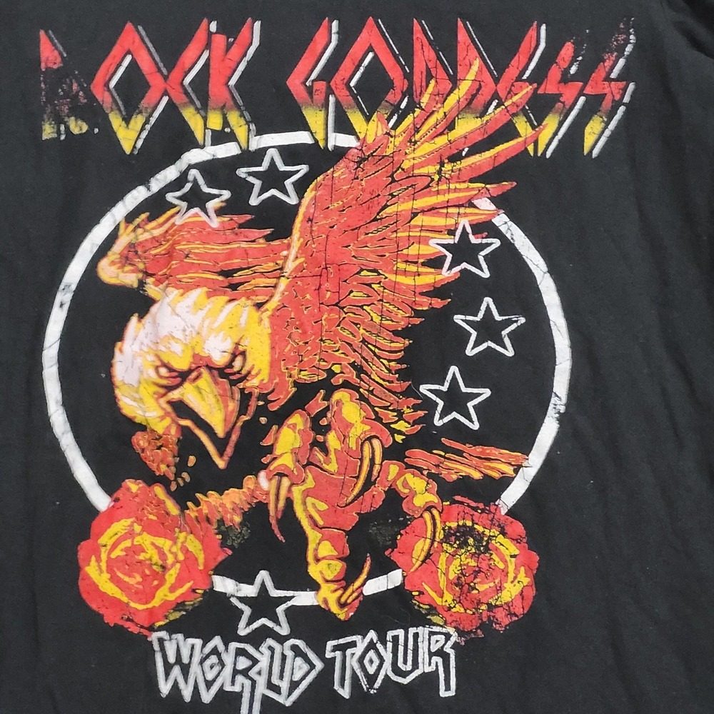 Stylewise Shirt Womens Size S Black Cold Shoulder Rock Goddess World Tour